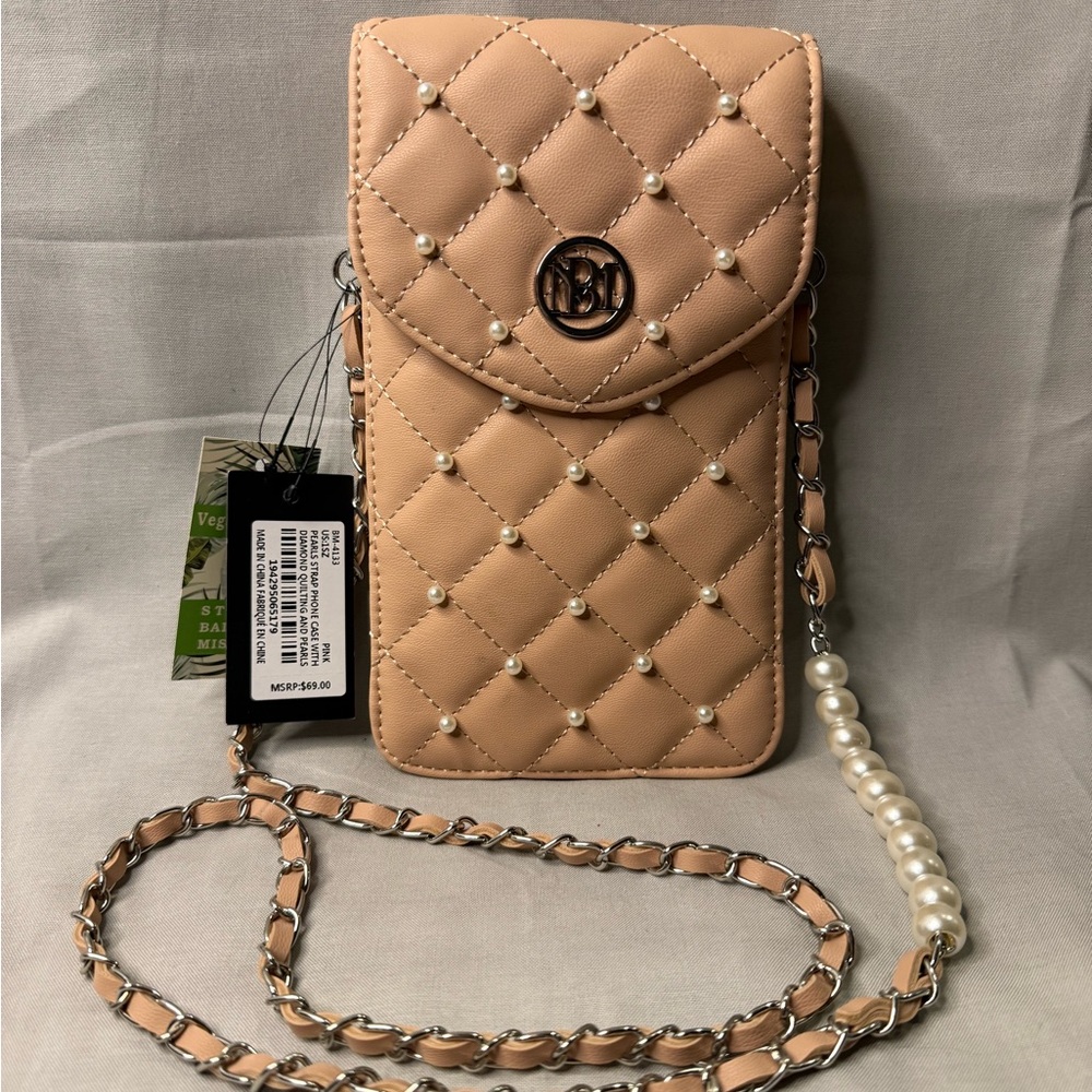 Badgley Mischka Tan Mini Quilted Bag